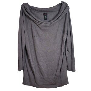 Torrid Pullover Sweater Gray 3X Long Sleeve Ribbed Trim Tunic Tight Knit Cowl
